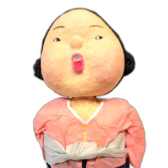 Korean Paper Mache Doll Traditional Asian Peasant Woman Girl Papier-Mâché Craft - Picture 2 of 5